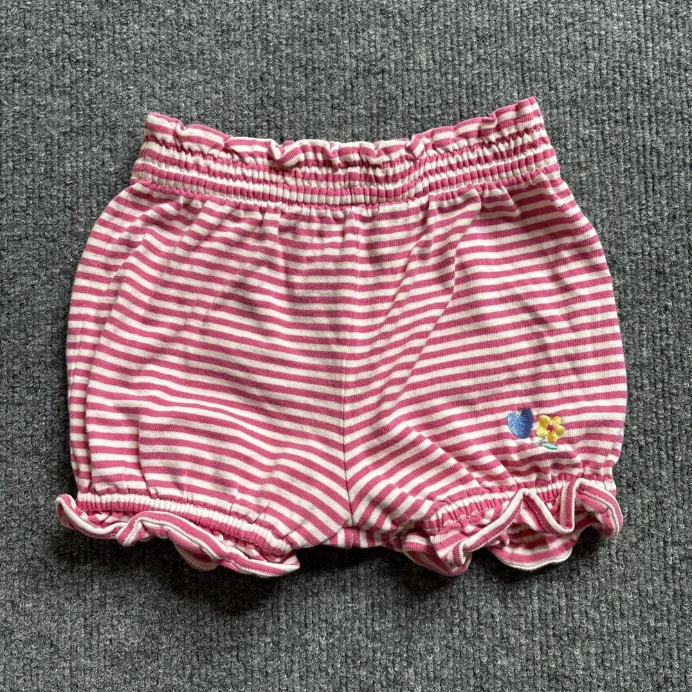 Vintage Gymboree Bubble Shorts Pink Striped Infant Heart Flower Rainbow Tag READ